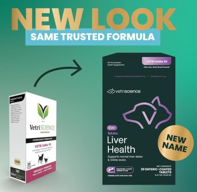 Vetri SAME 90 เสริมการทำงานของตับ บำรุงตับสุนัข บำรุงตับแมว 30 เม็ด [Exp. 03/2027]