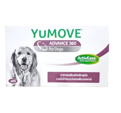 Yumove Advance 360 [60 เม็ด]  บำรุงข้อสุนัข กระดูก ลดปวดแก้ข้ออักเสบ Exp.08/2026 ปีหน้า