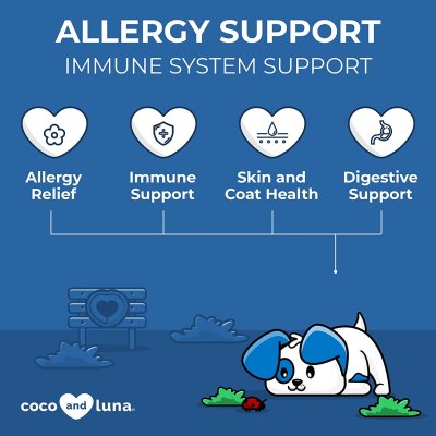 Coco & Luna Allergy Support [120 เม็ด] อาหารเสริมสุนัข แก้แพ้ คัน เกา ขนร่วง บำรุงขนผิวแข็งแรง