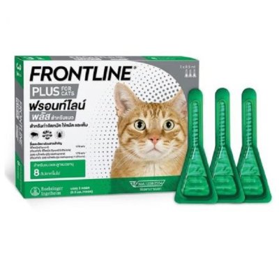 Frontline Plus Cat [3 หลอด/ กล่อง] ยาหยดกำจัดเห็บ หมัดแมว สีเขียว Exp. 05/2027