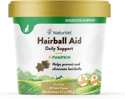NaturVet Hairball Aid CAT [60 Chews] อาหารเสริมแมว ขับก้อนขน และป้องกันแฮร์บอล