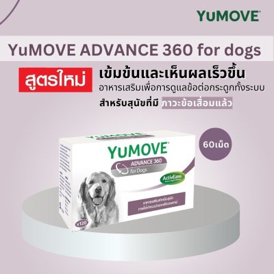 Yumove Advance 360 [60 เม็ด]  บำรุงข้อสุนัข กระดูก ลดปวดแก้ข้ออักเสบ Exp.08/2026 ปีหน้า