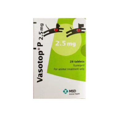 Vasotop 2.5 mg (1กระปุก/28 เม็ด) ควบคุมอาการโรคหัวใจ ในสุนัขและแมว