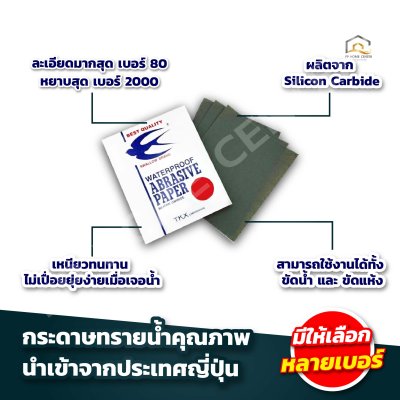 (ยกห่อ 100แผ่น) กระดาษทรายน้ำนก