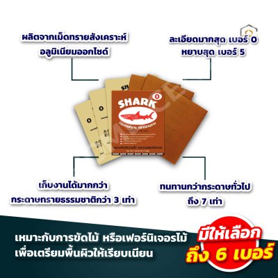 (ยกห่อ 5โหล) กระดาษทรายขัดแห้ง ฉลาม
