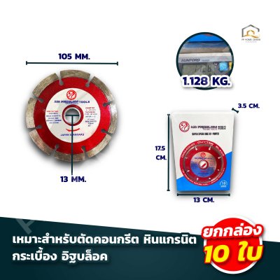 แผ่นตัดสีแดงรูไซด์ 8ร่อง NO PROBLEM 4”