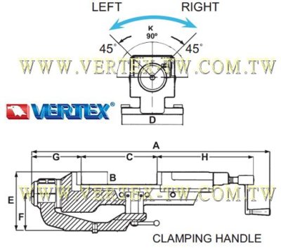 VERTEX HORIZONTAL Tilting Hydraulic Machine Vise,VHT-4U,6U
