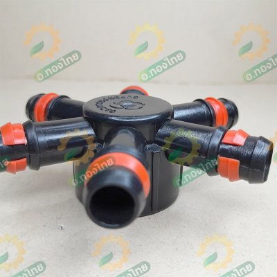 ข้อต่อ 6 ทาง ข้อต่อแยกท่อพีอี PE เกลียวใน 1 นิ้ว*20 มม. รุ่น H6 ยี่ห้อ Super Products (สีส้ม)