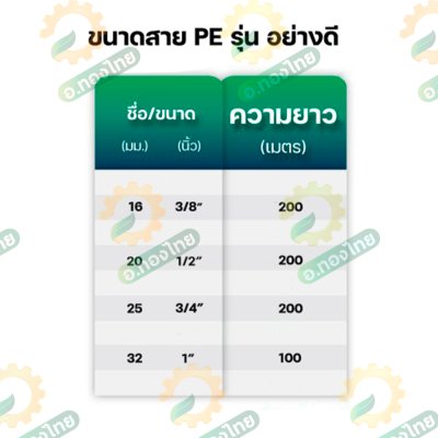 สาย LDPE สาย PE สายพีอี ท่อเกษตร เกรดอย่างดี (คาดเขียว) ขนาด 16MM. 20MM. 25MM. ยาว200M.
