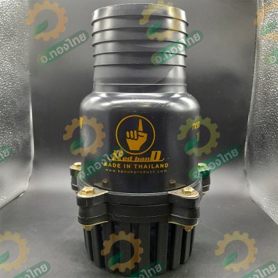 ฟุตวาล์ว PVC หัวกะโหลกดูดน้ำ ลิ้นสปริง 5 หู แบบสวม สีดำ ขนาด 4 นิ้ว (Red Hand)