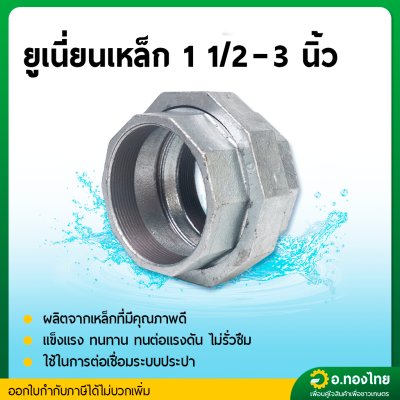ยูเนี่ยนเหล็ก ข้อต่อยูเนี่ยน (เกลียวใน) พร้อมลูกยาง ขนาด 1 1/2 - 3 นิ้ว