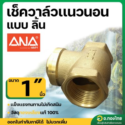 เช็ควาล์วนอน เช็ควาล์วสวิง วาล์วกันย้อน ทองเหลือง ขนาด 1 นิ้ว ยี่ห้อ ANA