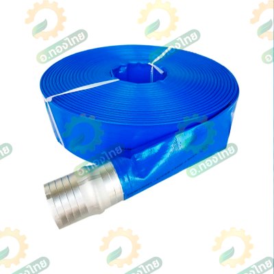 สายส่งน้ำ สายสปริงเกอร์ ท่อผ้าใบ เคลือบ PVC สายดับเพลิง 3 นิ้ว (สีน้ำเงิน) ยาว 100 เมตร คละยี่ห้อ