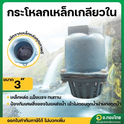 ฟุตวาล์ว หัวกะโหลกดูดน้ำ เกลียวใน ขนาด 3 นิ้ว (เหล็กหล่อ) 