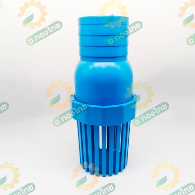 ฟุตวาล์ว PVC หัวกะโหลกดูดน้ำ แบบสวม สีฟ้า ขนาด 2-3 นิ้ว (ปลาวาฬ)