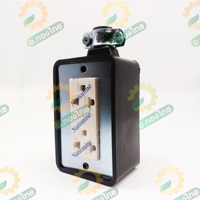 บล็อกยาง 2 x 4 พร้อมปลั๊กกราวค์คู่ สีดำ 16A 250V (Nationine)