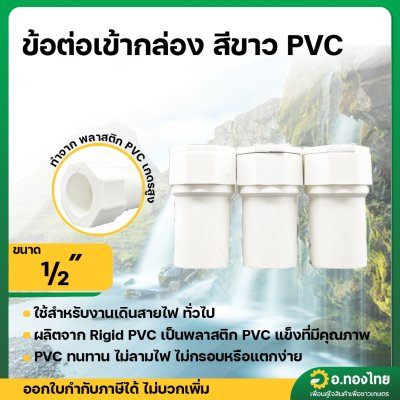 ข้อต่อเข้ากล่อง คอนเนคเตอร์ (สีขาว) PVC ขนาด 1/2 นิ้ว หนา 13.5 ยี่ห้อ ท่อน้ำไทย