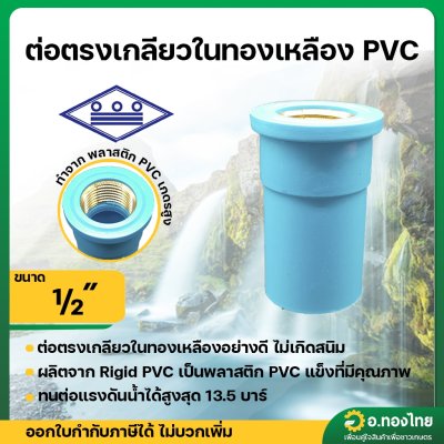 เกลียวใน ทองเหลือง PVC ขนาด 1/2 นิ้ว หนา 13.5 (ท่อน้ำไทย)