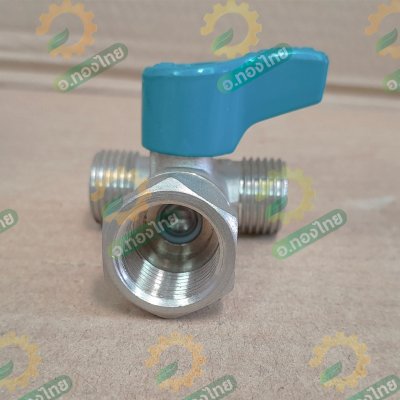 มินิบอลวาล์ว 3ทาง (ผู้-เมีย-ผู้) ทองเหลือง วาล์วปิดเปิด ขนาด 1/2 (สี่หุน) ยี่ห้อ ซันวา SANWA