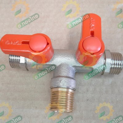 มินิบอลวาล์ว 3 ทาง (2 วาล์ว) ทองเหลือง ผู้+ผู้+ผู้ ขนาด 1/2 นิ้ว ยี่ห้อ ANA