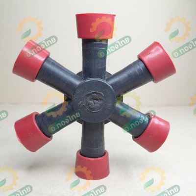 ข้อต่อ 6 ทาง ข้อต่อแยกเทปน้ำหยด เกลียวใน 1 นิ้ว*16 มม. (แบบดีงล็อค) สีแดง