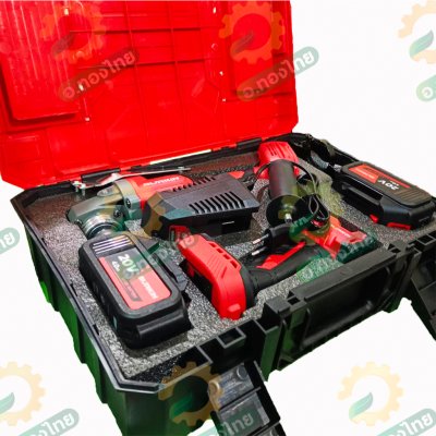 สว่านกระแทกไร้สาย + เครื่องเจียรไร้สาย 20V แบตเตอรี่พร้อมแท่นชาร์ต ยี่ห้อ BERKIN