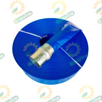 สายส่งน้ำ สายสปริงเกอร์ ท่อผ้าใบ เคลือบ PVC สายดับเพลิง 4 นิ้ว (สีน้ำเงิน) ยาว 100 เมตร คละยี่ห้อ