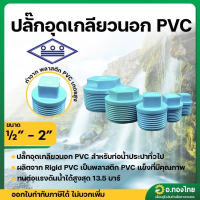 ปลั๊กอุดเกลียวนอก ตัวปิดท่อ PVC พีวีซี ขนาด 1/2 - 2 นิ้ว (ท่อน้ำไทย)