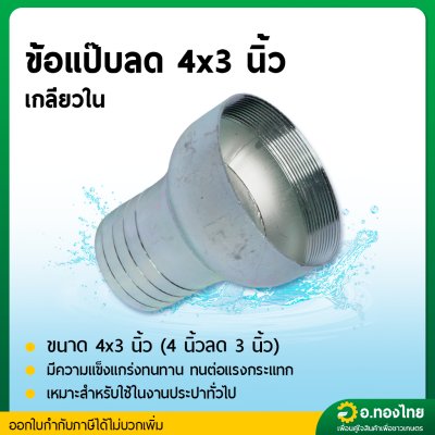 แป๊บรีด แป๊บลดเกลียวใน เหล็ก ข้อต่อสายยาง หางปลาไหล 4*3 นิ้ว (4นิ้ว ลด 3นิ้ว)