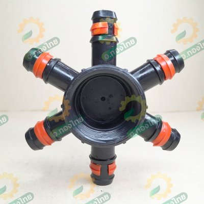 ข้อต่อ 6 ทาง ข้อต่อแยกท่อพีอี PE เกลียวใน 1 นิ้ว*20 มม. รุ่น H6 ยี่ห้อ Super Products (สีส้ม)