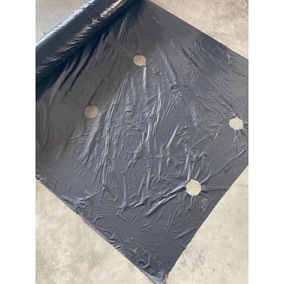 พลาสติกคลุมดิน ผ้าคลุมดิน (เจาะรู) ขนาด กว้าง 80 CM. 100 CM. 120 CM. x 400 หลา หนา 25 ไมครอน สีดำ