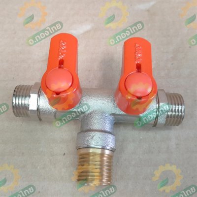 มินิบอลวาล์ว 3 ทาง (2 วาล์ว) ทองเหลือง ผู้+ผู้+ผู้ ขนาด 1/2 นิ้ว ยี่ห้อ ANA