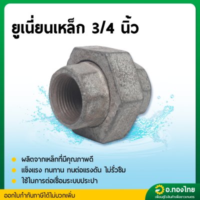 ยูเนี่ยนเหล็ก ข้อต่อยูเนี่ยน เหล็กเหนียว (เกลียวใน) ขนาด 1/2 - 1 นิ้ว