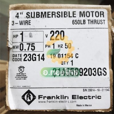 ปั๊มบาดาล ซับเมอร์ส Hurricane เฮอร์ริเคน มอเตอร์ Franklin แฟรงกลิ้น AC 1.25 นิ้ว 1 แรง 26 ใบพัด รุ่น HUR-0526 บ่อบาดาล