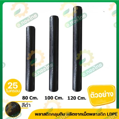 พลาสติกคลุมดิน ผ้าคลุมดิน (เจาะรู) ขนาด กว้าง 80 CM. 100 CM. 120 CM. x 400 หลา หนา 25 ไมครอน สีดำ