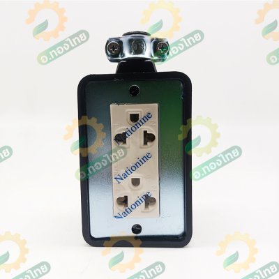 บล็อกยาง 2 x 4 พร้อมปลั๊กกราวค์คู่ สีดำ 16A 250V (Nationine)