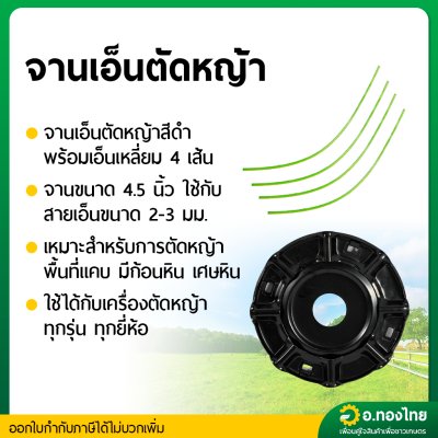 จานเอ็นตัดหญ้าอย่างดี พร้อมสายเอ็นตัดหญ้า 4 เส้น (2.4 มม.) รุ่น NP-130 (สีดำ) / ALLWAYS