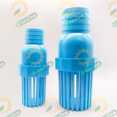 ฟุตวาล์ว PVC หัวกะโหลกดูดน้ำ แบบสวม สีฟ้า ขนาด 2-3 นิ้ว (ปลาวาฬ)