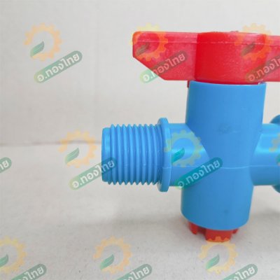บอลวาล์ว PVC วาล์วต่อสปริงเกอร์ เกลียวนอก 1/2 นิ้ว สวมท่อ PVC (สีฟ้า-แดง)