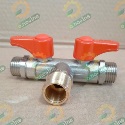 มินิบอลวาล์ว 3 ทาง (2 วาล์ว) ทองเหลือง ผู้+ผู้+ผู้ ขนาด 1/2 นิ้ว ยี่ห้อ ANA