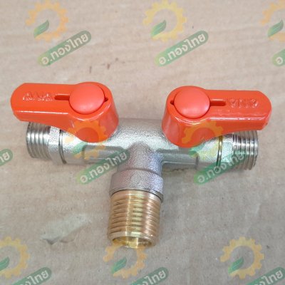 มินิบอลวาล์ว 3 ทาง (2 วาล์ว) ทองเหลือง ผู้+ผู้+ผู้ ขนาด 1/2 นิ้ว ยี่ห้อ ANA