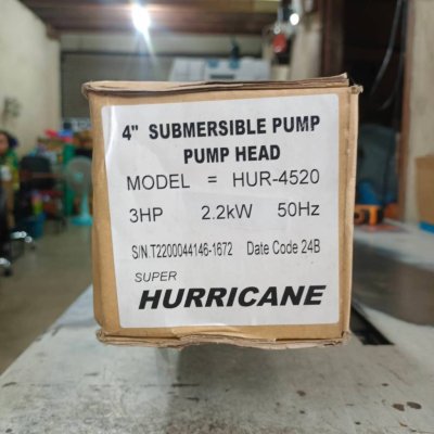 ปั๊มบาดาล ซับเมอร์ส Hurricane เฮอร์ริเคน มอเตอร์ Franklin แฟรงกลิ้น AC 2 นิ้ว 3 แรง 20 ใบพัด รุ่น HUR-4520 บ่อบาดาล