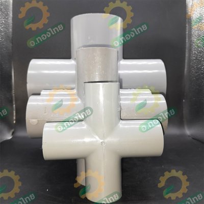 สี่ทาง PVC พีวีซี ขนาด 1 , 1 1/2 , 2 นิ้ว หนา 8.5 ยี่ห้อ ท่อน้ำไทย (สีเทา)