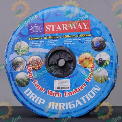เทปน้ำหยด สายน้ำหยด 30 cm ยาว 1000 เมตร 30x1000 หนา 0.16 ยี่ห้อ starway สตาร์เวย์