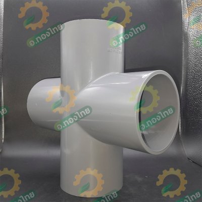 สี่ทาง PVC พีวีซี ขนาด 1 , 1 1/2 , 2 นิ้ว หนา 8.5 ยี่ห้อ ท่อน้ำไทย (สีเทา)