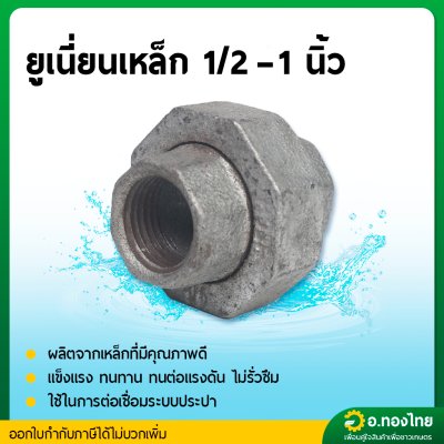 ยูเนี่ยนเหล็ก ข้อต่อยูเนี่ยน เหล็กเหนียว (เกลียวใน) ขนาด 1/2 - 1 นิ้ว