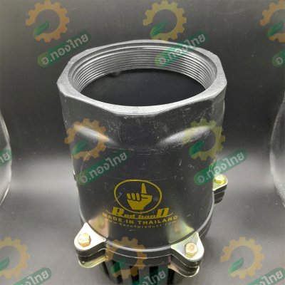 ฟุตวาล์ว PVC หัวกะโหลกดูดน้ำ ลิ้นสปริง 5 หู แบบกลียวใน สีดำ ขนาด 4 นิ้ว (Red Hand)