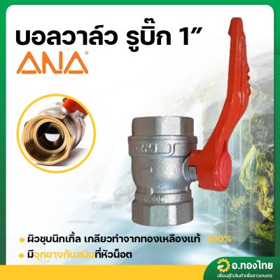 บอลวาล์วเหล็ก วาล์วปิดเปิด รูเต็ม (ทองเหลือง) ขนาด 1 นิ้ว ยี่ห้อ ANA