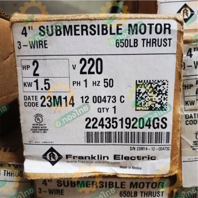 ปั๊มบาดาล ซับเมอร์ส Hurricane เฮอร์ริเคน มอเตอร์ Franklin แฟรงกลิ้น AC 2 นิ้ว 2 แรง 7 ใบพัด รุ่น HUR-7007 บ่อบาดาล