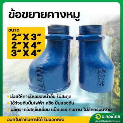 ข้อต่อขยายทางดูด ข้อลดคางหมู (เหล็กเหนียว) เกลียวนอก-ใน ขนาด 2*3, 2*4 , 3*4 นิ้ว (คละสี)